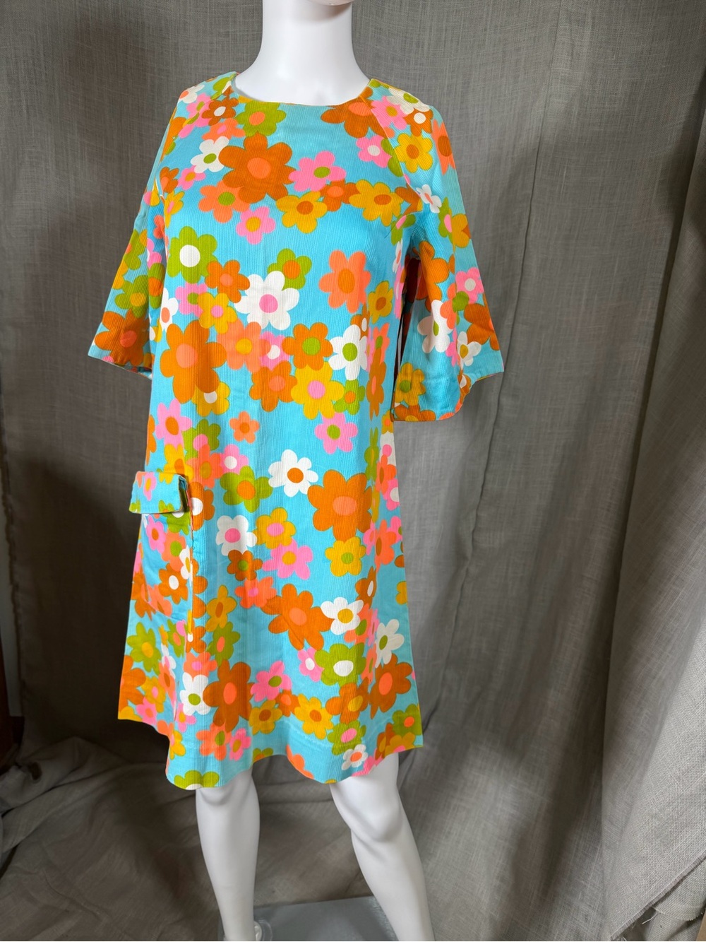 Vintage 60’s 70’s Lord & Taylor Flower Power Mod Floral Shift Dress